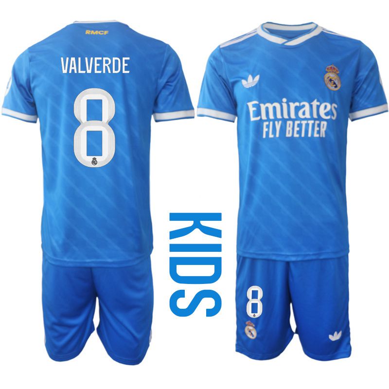 Youth 2025-2026 Club Real Madrid away blue #8 Soccer Jersey->youth soccer jersey->Youth Jersey